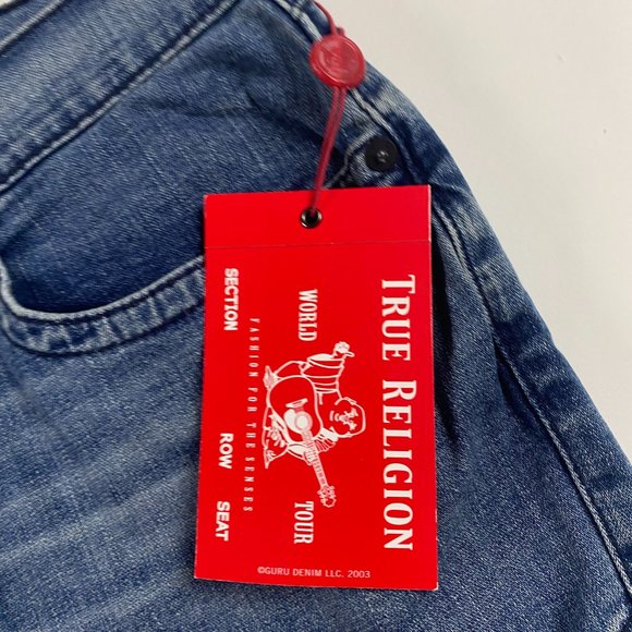 NWT True Religion Rocco Moto No Flap Relaxed Skinny Jeans Mens 44 Trophy Blue - Picture 5 of 15